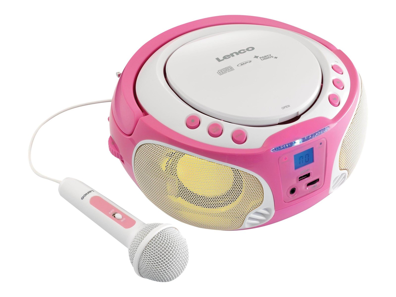 Dvd Rosa Com Microfone Lenco SCD-650 - Portable FM Radio CD/MP3/USB Microphone & Light Effects ...