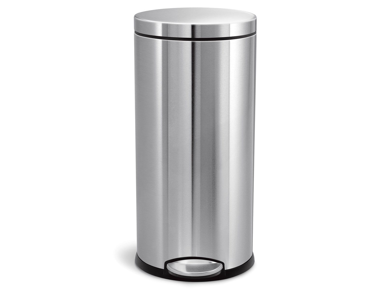 Simplehuman 30L rund pedalbøtte, børstet rustfritt stål | Billig