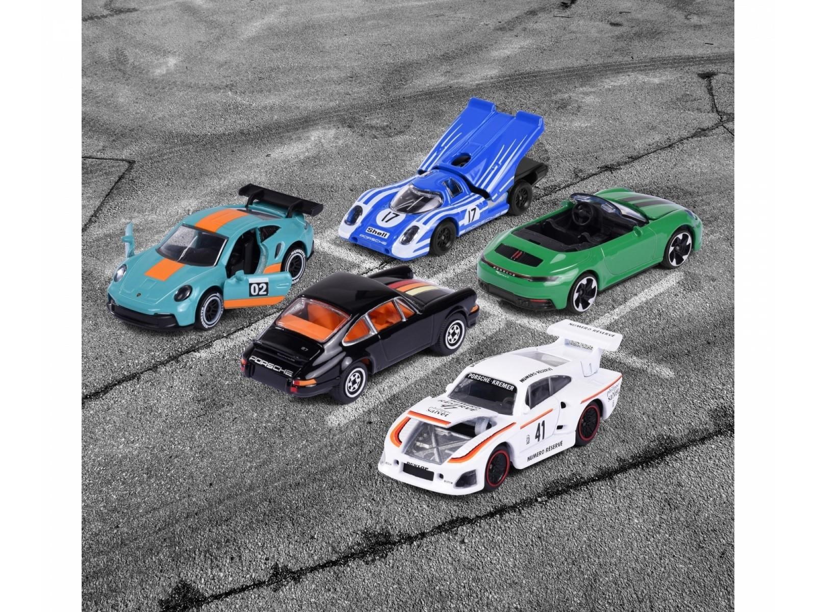Coffret 5 Voitures Porsche Majorette - Échelle 1/64 - Portes Ouvrantes, Phares Translucides - Collection