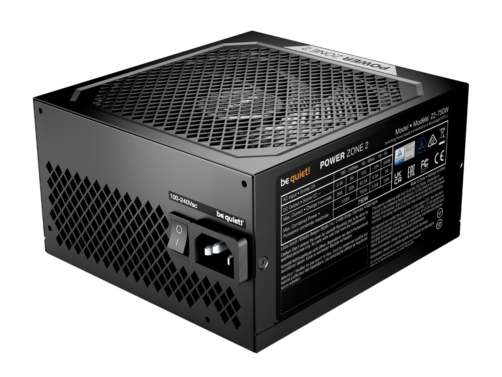 be quiet! POWER ZONE 2 750 Strømforsyning (PSU) - 750 Watt - 140 mm ...