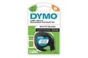 Papir, Fotopapir & Etiketter - DYMO Letratag plasttape, sort på hvit, 12mm x 4m rull - S0721660
