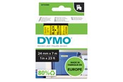 Papir, Fotopapir & Etiketter - DYMO D1 tape, 24mm x 7m rull, sort på gul - 53718