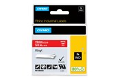 Papir, Fotopapir & Etiketter - DYMO Rhino industri vinyl tape,19 mm x 5.5 m rull, hvit på rød - 1805422