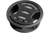USB-hub - Pro 3 port USB 2.0 Hi Speed In-Desk HUB + audio USB-hub - 3 porter - Svart - 4040849938948