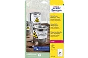 Papir, Fotopapir & Etiketter - Avery Sterke etiketter, hvite , Tåler varme, kulde, fukt, utendørsbruk, 63,5 x 33,9 mm, Laser - L4773-20