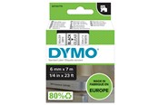Papir, Fotopapir & Etiketter - DYMO D1 tape, 6mm x 7m rull, sort på klar - S0720770