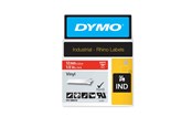 Papir, Fotopapir & Etiketter - DYMO Rhino industri vinyl tape,12 mm x 5.5 m rull, hvit på rød - 1805416