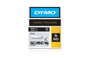 Papir, Fotopapir & Etiketter - DYMO Rhino industri vinyl tape,12 mm x 5.5 m rull, hvit på sort - 1805435