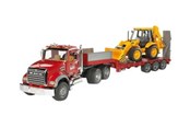 Leketøysbil - Bruder MACK Granite Low loader truck with JCB 4CX  Backho - 02813