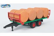 Leketøysbil - Bruder Bale transport trailer with 8 round bales - 2220
