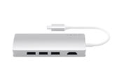 Dokkingstasjon - Satechi Aluminum Multi-Port Adapter V2 - USB-C/Thunderbolt3 - 3-Port USB-A - 1GbE - ST-TCMA2S