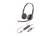 Hodetelefoner - HP Poly Blackwire 3225 Stereo USB-C Headset +3.5mm Plug +USB-C/A Adapter (Bulk) (8X229A6) - 8X229A6