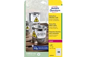 Papir, Fotopapir & Etiketter - Avery Sterke etiketter, hvite , Tåler varme, kulde, fukt, utendørsbruk, 45,7 x 21,2 mm, Laser - L477820