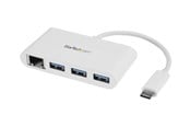 USB-hub - StarTech.com USB-C Hub 3-Port with Gigabit Ethernet USB-hub - 3 porter - Hvit - HB30C3A1GEA