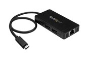 USB-hub - StarTech.com USB 3.0 Hub 3-port with USB-C and GbE USB-hub - 3 porter - Svart - HB30C3A1GE