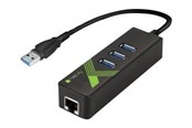 Nettverksadapter - IC INTRACOM techly USB3.0 Gigabit Ethernet Adapter Converter with 3-Port Hub - IDATA-USB-ETGIGA-3U2