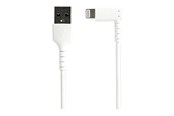 Skjermkabel - StarTech.com 2m/6.6ft Angled Lightning to USB Cable - MFI Certified - White - Lightning cable - Lightning / USB - 2 m - RUSBLTMM2MWR