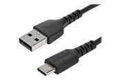 USB - StarTech.com 2 m / 6.6 ft. USB 2.0 to USB C Cable - Black - Aramid Fiber - USB-C cable - 2 m - RUSB2AC2MB
