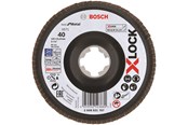 Vinkelsliper - Bosch X-LOCK-lamellslipeskiver, vinklet modell, plastplate, Ø125 mm, G 40, X571, Best for Metal, 1 stk. D= 125 mm, G= 40, vinklet - 2608621767