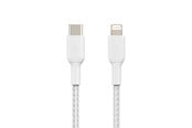 Skjermkabel - Belkin BoostCharge USB-C to Lightning Cable - Braided - 2m - White - CAA004bt2MWH