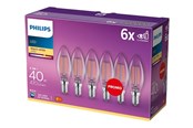 LED-lyspære - Philips LED-lyspære Classic Candle 4.3W/827 (40W) Clear 6-pack E14 - 929001889785