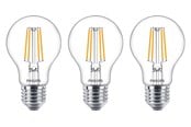 LED-lyspære - Philips LED-lyspære Classic Standard 4.3W/827 (40W) Clear 3-pack E27 - 929001890033