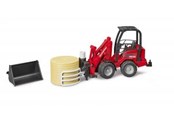 Leketøysbil - Bruder Schäffer Compact loader 2630 with bale gripper and 1 bale toy - 02192