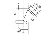 Dreneringsprodukter - ALIAXIS 110x110mm x 67.5° branch ht-pp - TRW-110-110-067-GD