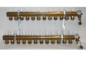 Gulvvarme - Pettinaroli Manifold system in- and outlet 1x3/4 incl brackets 20 mm fittings and end pieces 12 outlets - 7035SYS20-12