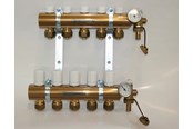 Gulvvarme - Pettinaroli Manifold system 1x3/4 in- and outlet incl  brackets 20 mm fittings and end pieces 5 outlets - 7035SYS20-05