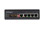Switch/splitter - StarTech.com Industrial 5 Port Gigabit Ethernet Switch - 4 PoE RJ45 +2 SFP Slots 30W PoE+ 12-48VDC 10/100/1000 Rugged Power Over Ethernet LAN Switch -40C to 75C - DIN Mountable - switch - 6 ports - IES1G52UP12V