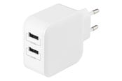 Mobil - Adaptere og ladere - Deltaco Wall charger with dual USB-A ports 4.8 A. - USB-AC175