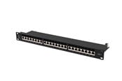 Tilbehør - Lanberg Patch Panel 24-Port 1U 19" CAT.7 FTP with Cable Organizer Shielded Black - PPS7-1024-B