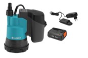 Trykk- og Dykkpumpe - Gardena Battery Clear Water Submersible Pump 2000/2 18V P4A<br/>Ready-To-Use Set - 14600-20