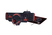 Tastatur - Gembird - keyboard mouse headset and mouse pad set - QWERTY - US - Tastatur, mus, hodesett og musematte sett - Engelsk (USA) - Rød - GGS-UMG4-02