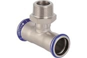 Trykkrør & Beslag - Geberit mapress stainless steel t-piece with male thread: d=22mm r=3/4 d1=22mm - 31458