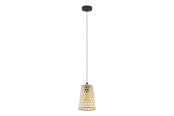 Lamper - EGLO CLAVERDON pendant black/natural - 43252