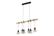 Lamper - EGLO TOWNSHEND 5 long table pendant black/wood - 44076