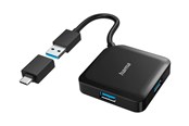 USB-hub - Hama - hub - 4 ports USB-hub - USB 3.1 - 4 porter - Svart - 00200116