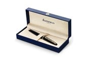 Skrive- & Tegneverktøy - Waterman Carène Black Sea Fountain Pen | High-Gloss Black & 23k Gold Clip | Medium Nib with Blue Ink Cartridge | Gift Box - S0700320