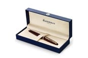 Skrive- & Tegneverktøy - Waterman Carène Marine Amber Fountain Pen | Gloss Brown & Black with 23k Gold Clip | Fine Nib with Blue Ink Cartridge | Gift Box - S0700860
