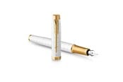 Skrive- & Tegneverktøy - Parker IM Fountain Pen | Premium Pearl Lacquer with Gold Trim | Fine Point with Blue Ink Cartridge | Gift Box - 2143649