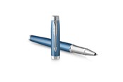 Skrive- & Tegneverktøy - Parker IM Rollerball Pen | Premium Blue Grey with Chrome Trim | Fine Point with Black Ink Refill | Gift Box - 2143648