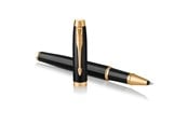 Skrive- & Tegneverktøy - Parker IM Rollerball Pen | Black Lacquer with Gold Trim | Fine Point Black Ink | Gift Box - 1931659