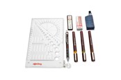 Skrive- & Tegneverktøy - Rotring Isograph Pen Set Technical Pen & Pencil College Set | 3 Pens (0.20mm 0.30mm 0.50mm) and Mechanical Pencil (0.5mm) + Accessories - S0699370