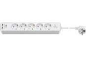 Strømkabel (ekstern) - Pro 5-way w/switch - 2xUSB ports - Hvit - 1.5 m - 41265
