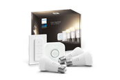 Smarthus - Philips Hue White startsett – 3x E27 A60-pærer + dimmerbryter + Hue Bridge - 929002469204
