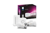 Smarthus - Philips Hue White & Color Ambiance Starter Kit – 3x E27 A60-pærer + dimmerbryter + Hue Bridge - 929002468804