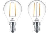 LED-lyspære - Philips LED-lyspære Classic Mini-ball 2W/827 (25W) Clear 2-pack E14 - 929001238698