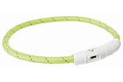 Hund - Trixie Flash Light Ring USB Illuminated Dog Safety Collar Green Size L-XL 7mm 65cm - TX12702